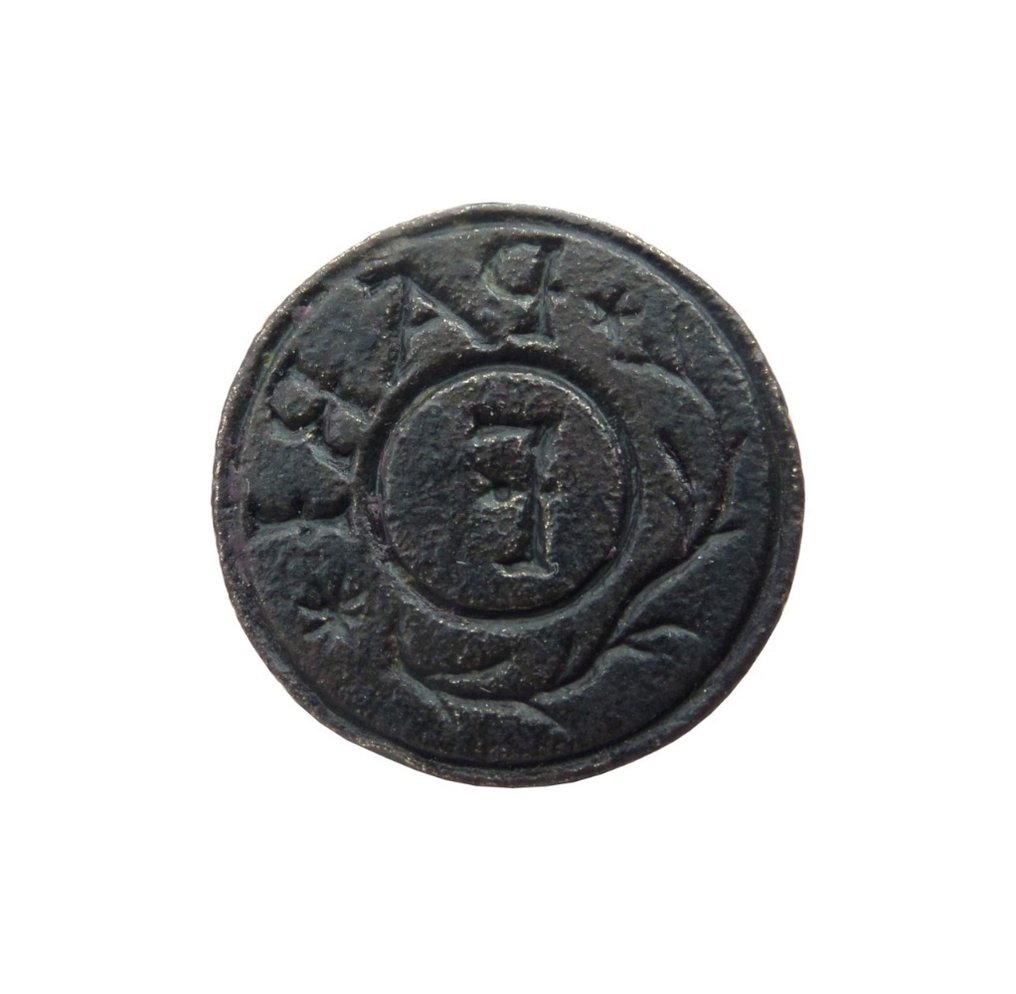 中世纪 黄铜色 来自巴黎的封印模具，带有大写字母‘F’ #3.2