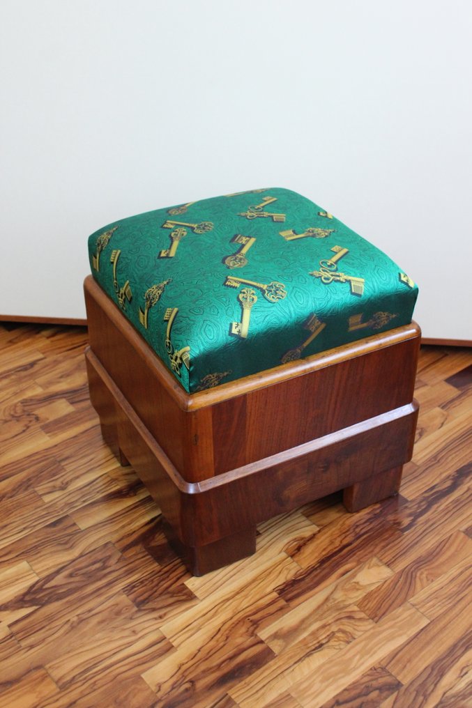 躺椅 - 真丝复古布艺脚凳Fornasetti - 木材、丝绸、泡沫塑料 - 带容器 #1.0
