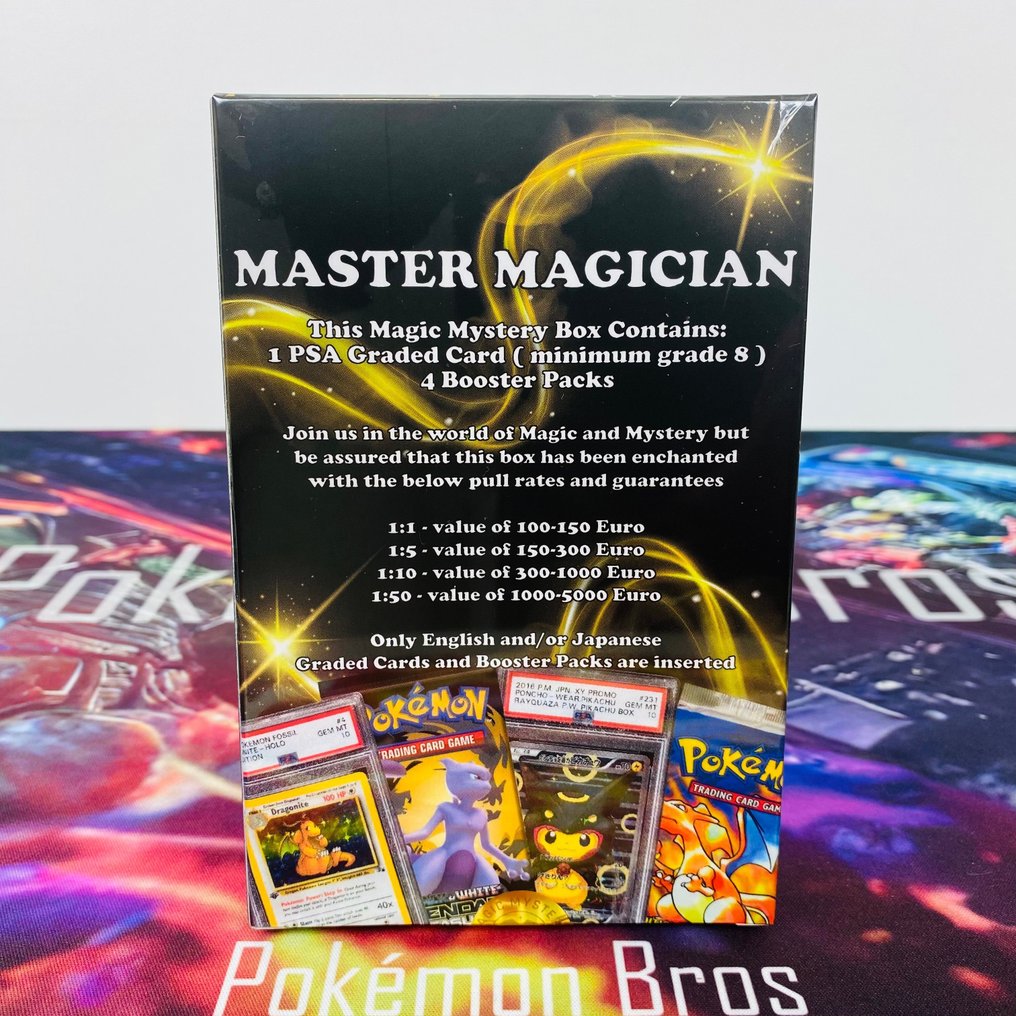 Pokémon Mystery box - Magic Mystery - Master Magician Mystery Box 1 PSA Graded Card + 4 Booster Packs - Pokémon - Pokémon #1.0