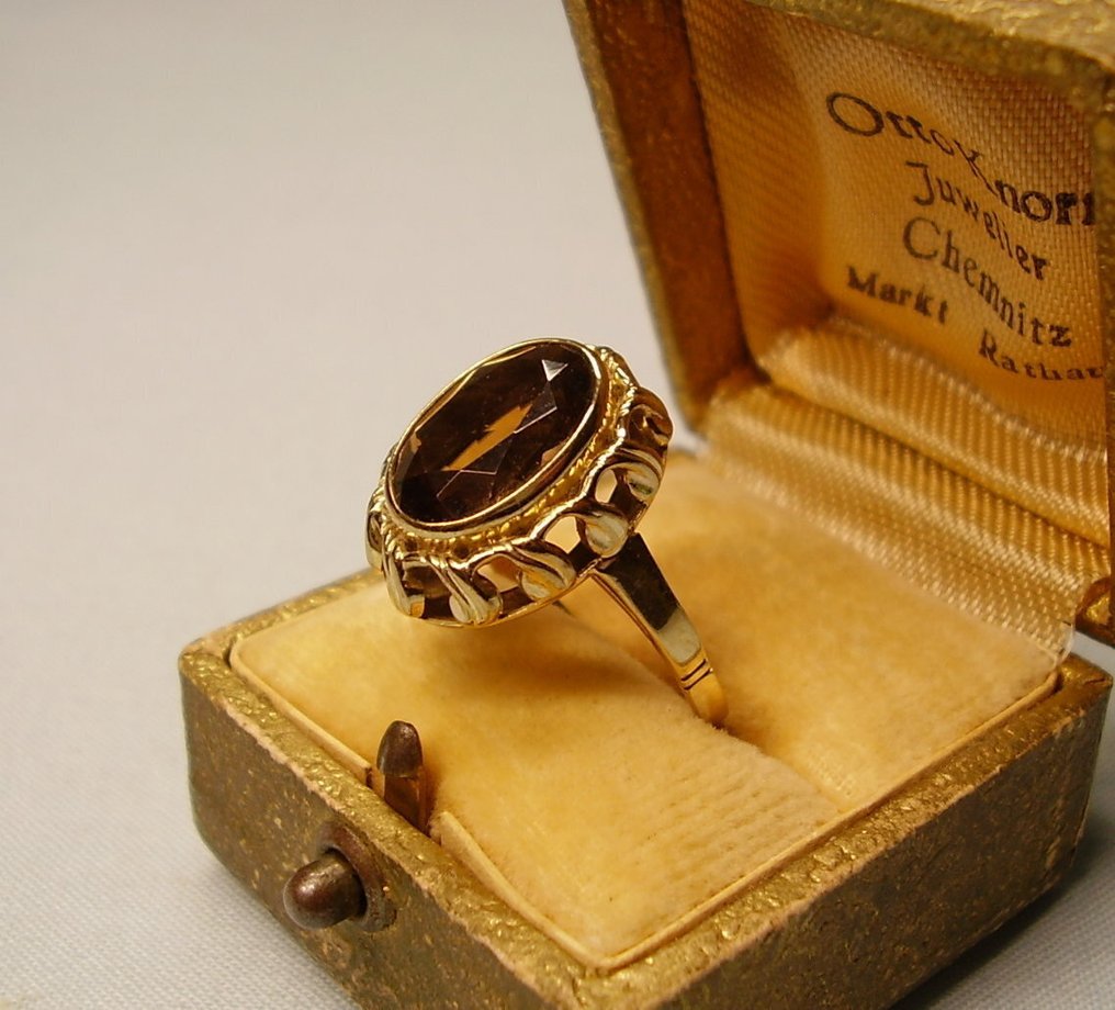 Ohne mindestpreis - Handmade - Ring - 8 kt Gelbgold -  8.00ct. tw. Quarz - Goldschmiedearbeit 1900 #2.1