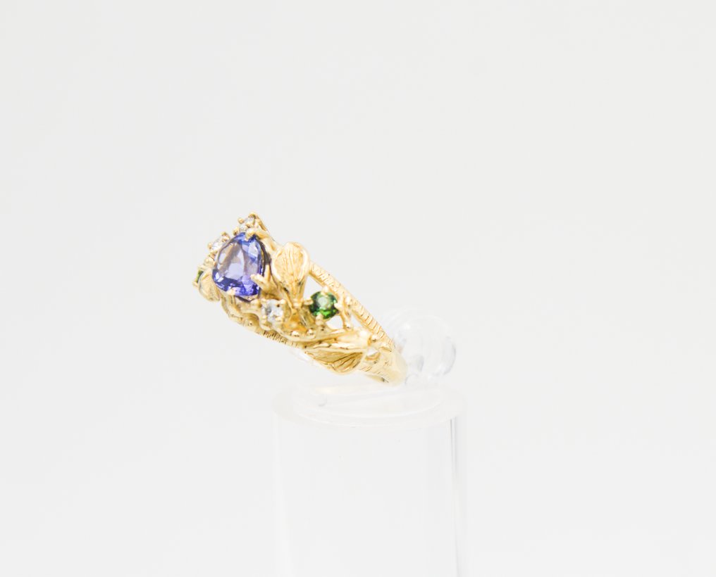Bague - 14 carats Or jaune Tanzanite - Diamant #3.2