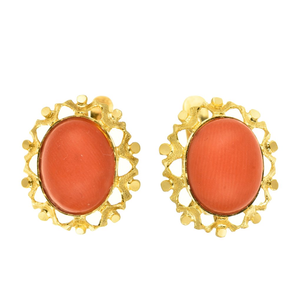 Earrings - 18 kt. Yellow gold Coral #1.0