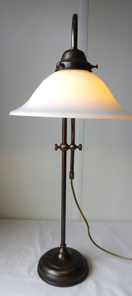 Επιτραπέζιο φωτιστικό banker - Όμορφο κομψό γραφείο φωτιστικό - Επιτραπέζιο φωτιστικό - Αμμοβολισμένο μπρούντζο - γάλακτο γυαλί #2.1