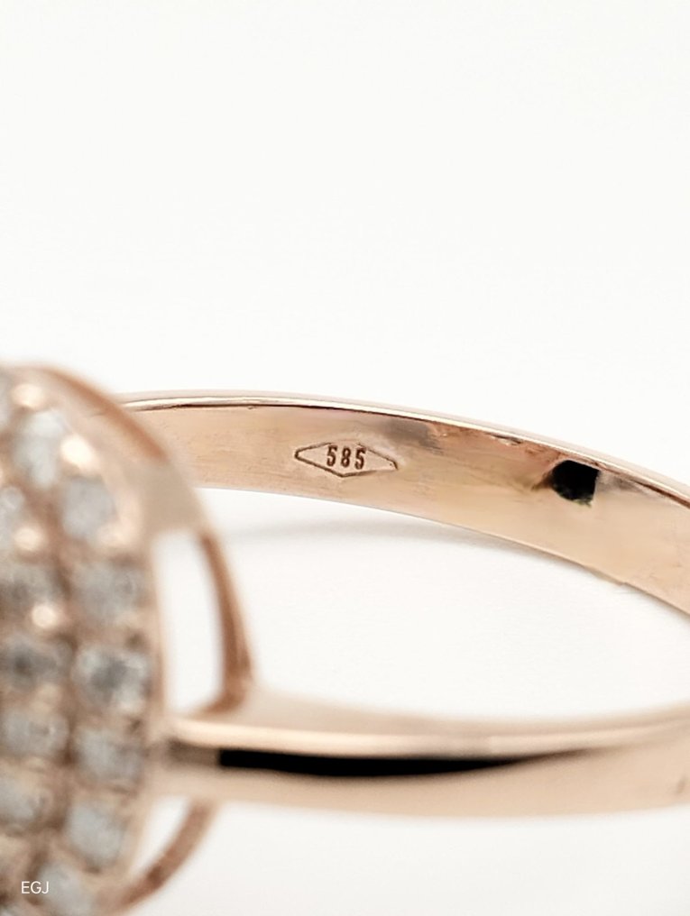 χωρίς τιμή ασφαλείας - Δαχτυλίδι - 14 καράτια Ροζ χρυσό Ακουαμαρίνης - Διαμάντι #4.3