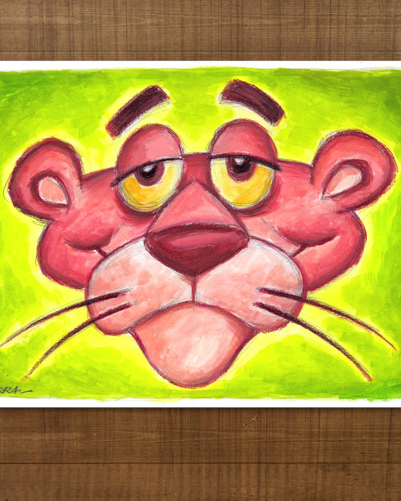 Joan Vizcarra - Original Artwork - Pink Panther Close-Up – Hand Signed #1.0