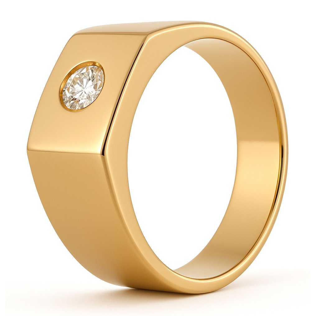 Ring - 18 kt Gult guld -  0.20ct. tw. Diamant (Natural)  #4.3