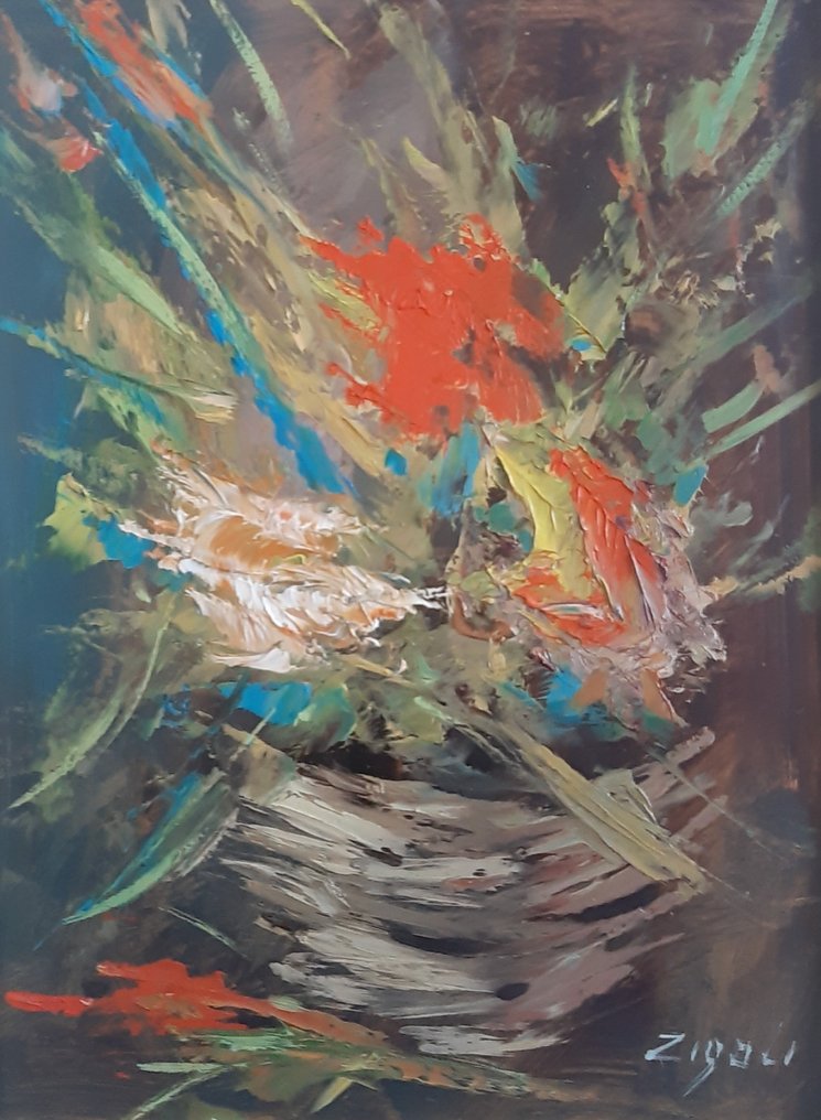 Giorgio Zigoni (XX) - Cesta con verdura e fiori #1.0