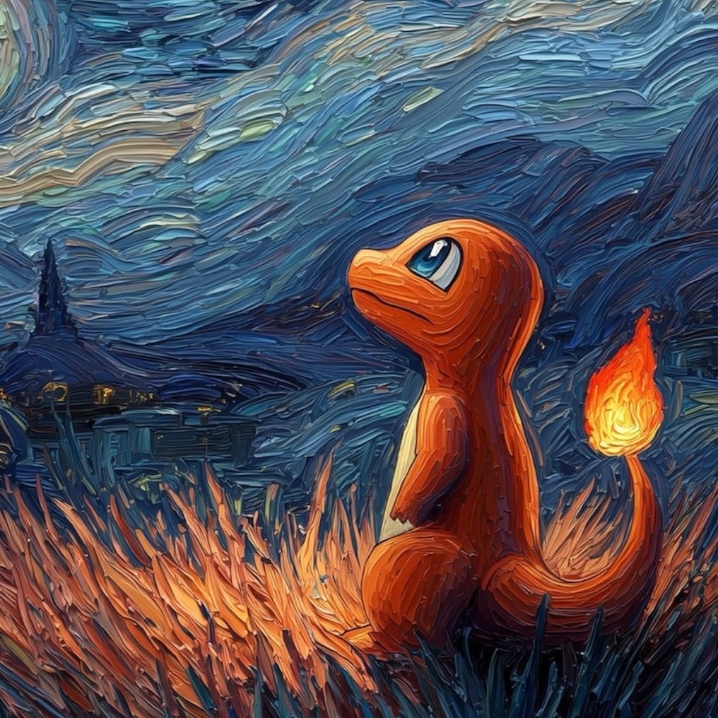 Antonym - Charmander's Starry Night – Impressionist Fire Tribute #2.1