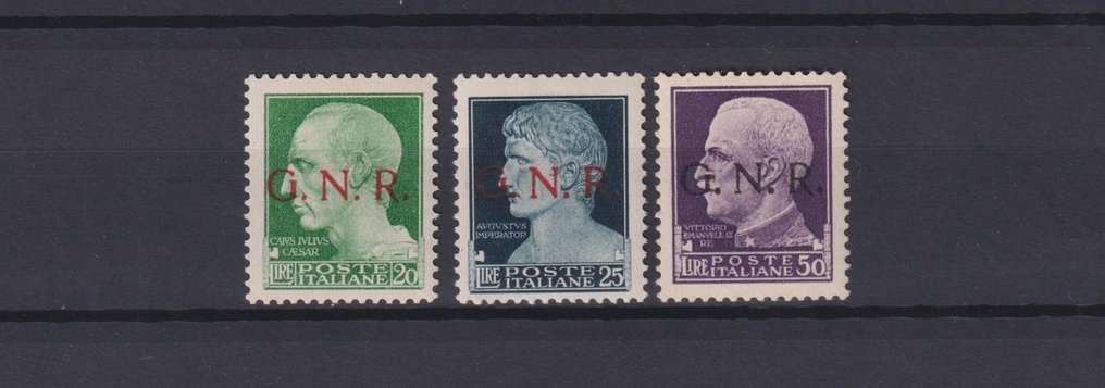 Ιταλία Βασίλειο 1944/1944 - Γ.Ν.Ρ. Ταχυδρομείο κανονικό Βερόνα, ολοκληρη σειρά, MNH, πιστοποιητικό Diena - Sassone  n° 487-89 #1.0