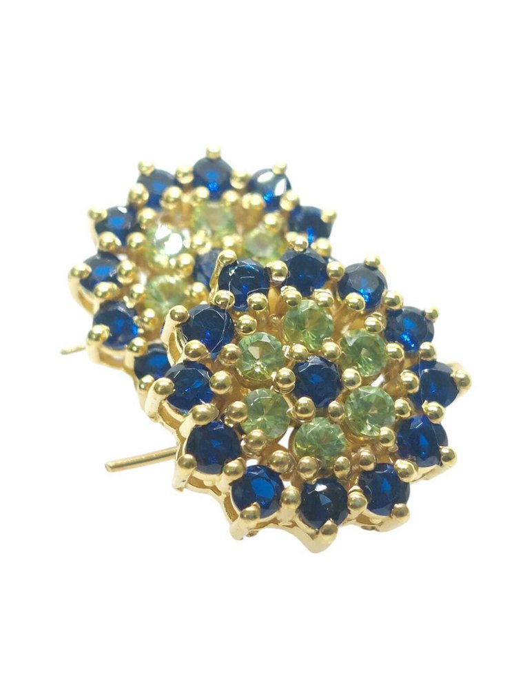 Ohne mindestpreis - Ohrringe - 9 Kt Silber, Gelbgold Peridot - Saphir #1.0