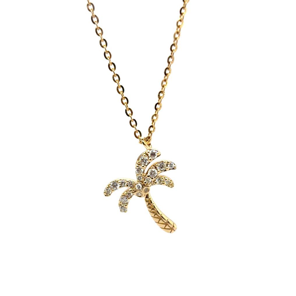 Colier cu pandantiv - 14 ct. Aur galben - 0.25ct. tw. Diamant (Natural) #1.0