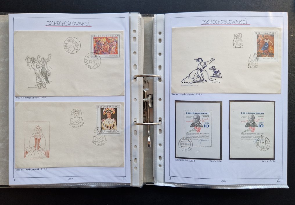 Cehoslovacia - Complet numerotat Michel și în ordine + multe extra pentru specialistul în huse în dosar. - Michel #1.0