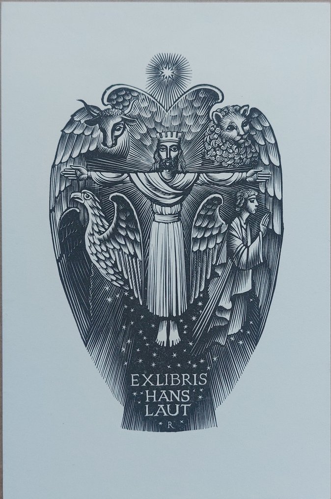 125 exlibris met religieuze motieven, o.a. Adam en Eva, Heiligen, Bethlehem - Ex libris #1.0