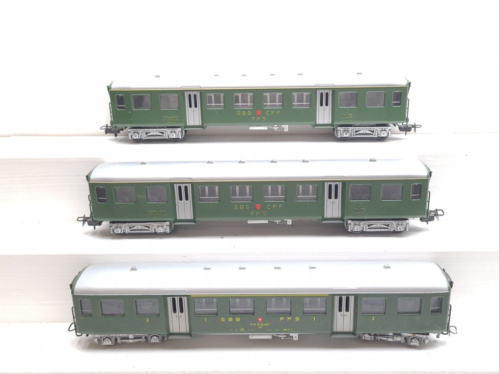 Kleinbahn H0 - 380 - 模型客運火車套裝 (1) - 3个轻钢车 - SBB #1.0