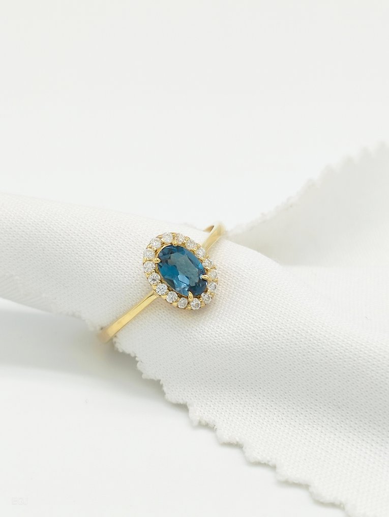 Sans prix de réserve - Bague - 14 carats Or jaune Topaze - Diamant #1.0