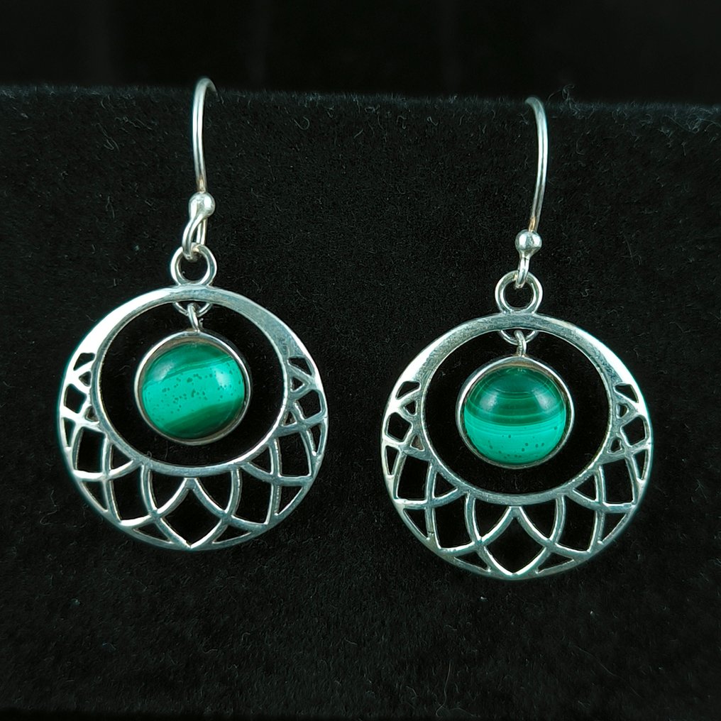 Silber - Ohrringe - Malaquita aus Echtsilber #1.0