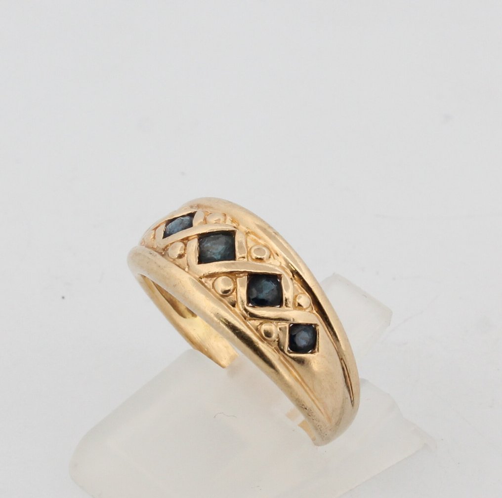 沒有保留價 - 戒指 - 18 克拉 黃金 藍寶石 #3.2