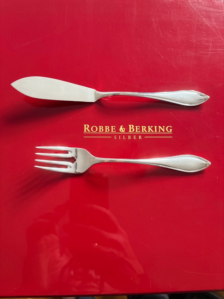 Robbe & Berking - Faqueiro (12) - Prateado - .90 versilbert, 'Navete' #3.2