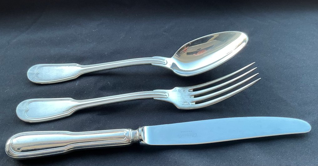 Christofle - Juego de cubiertos (18) - Chinon - Plateado - Chinon #2.1