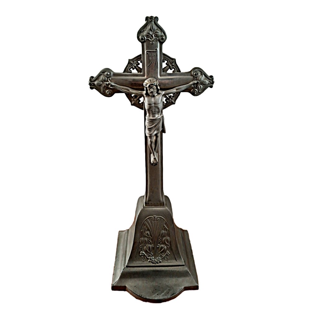  Croix - Régule - début du XXe siècle - Crucifix - 42 cm  #1.0