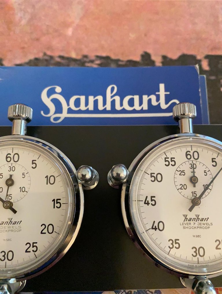 Instrumentpanel (2) - Hanhart - HANHART stopwatch stalen kroon - 1970–1980 #1.0