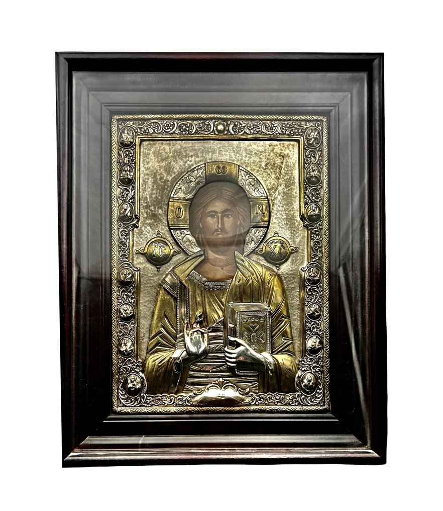 標誌 - 全能者基督 - 木, 銀, 玻璃 - 32 x 40 厘米 #1.0