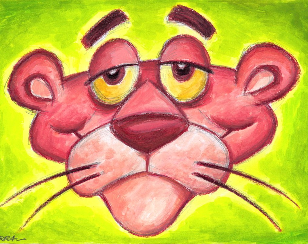 Joan Vizcarra - Original Artwork - Pink Panther Close-Up – Hand Signed #3.2