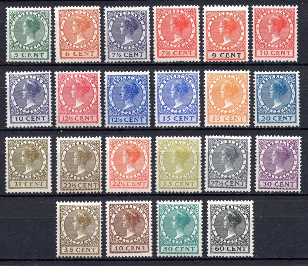荷兰 1926 - 1926 - 1939 威廉明娜女王 - NVPH 177/198 #1.0