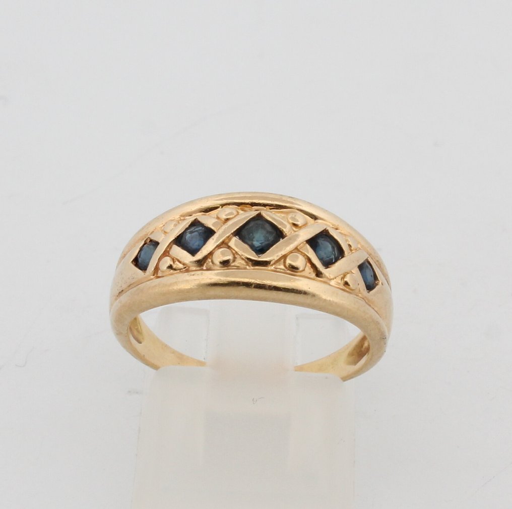 沒有保留價 - 戒指 - 18 克拉 黃金 藍寶石 #1.0