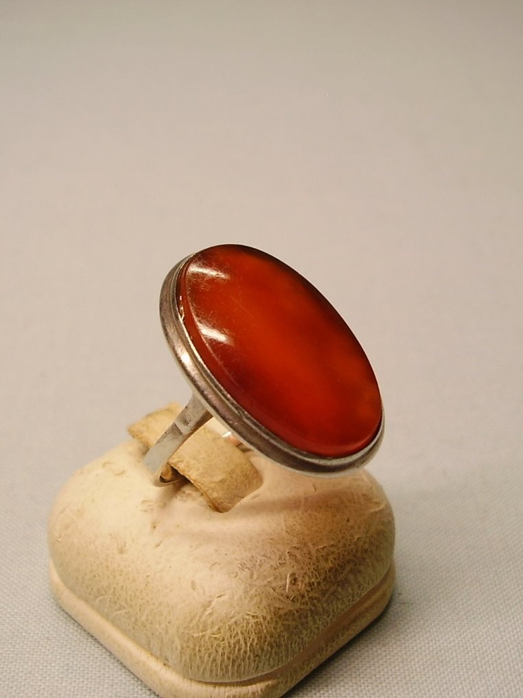 沒有保留價 - 戒指 銀 -  12.00ct. tw. 紅玉髓 - 1920年左右的Art-Deko戒指 #2.1