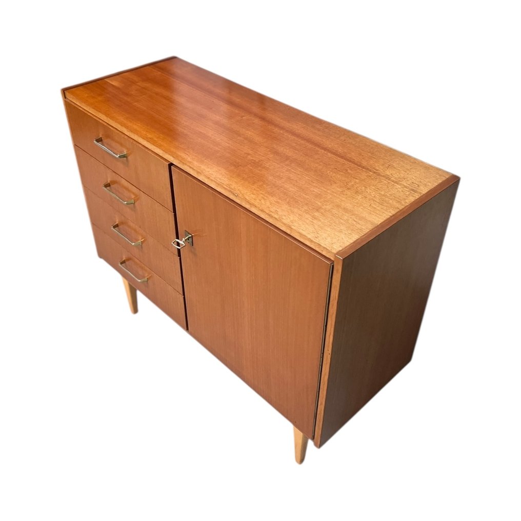 Fiókos komód - Fa - Mid-Century Modern kis oldalszekrény #3.2