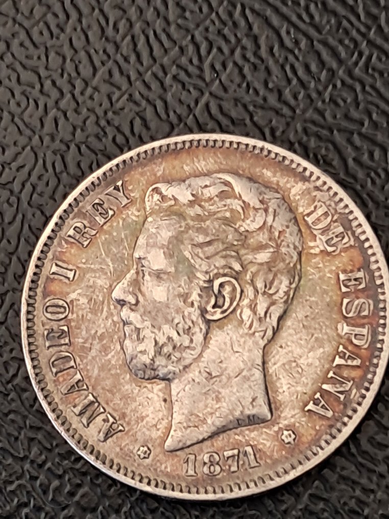 Spagna. Amedeo I. 5 Pesetas 1871 *18*74 DEM  (Senza prezzo di riserva) #1.0