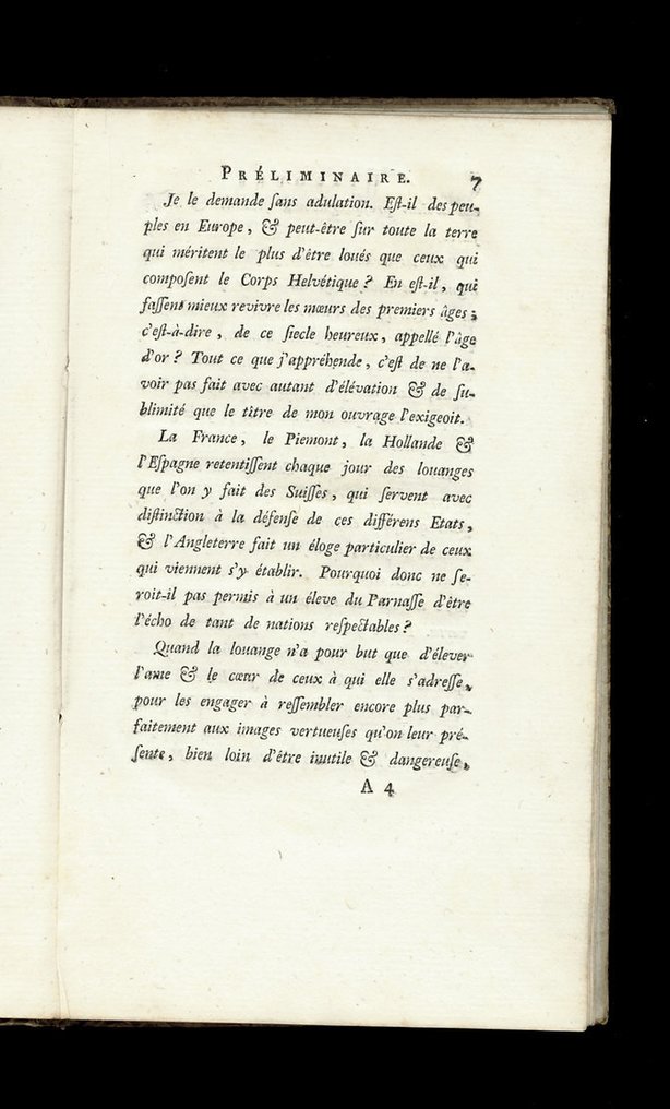 [J. D. RAMIER DE LA RAUDIERE] - L'âge d'or ou les vertus helvétiques. Ode. - 1766 #4.3