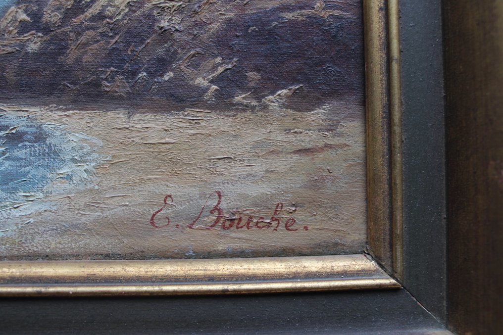 Louis Alphonse Ernest Bouche (1823-?) - Sonnige Mittelmeer Küste mit Stadt Ansicht #3.2