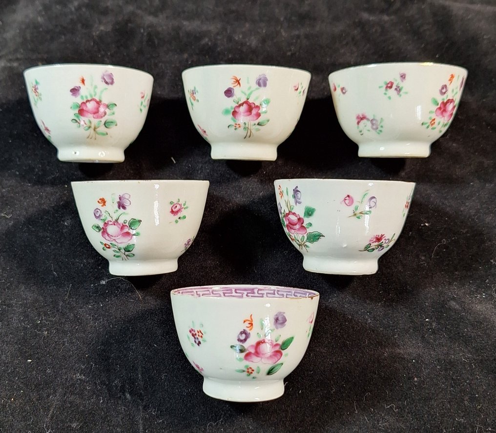 Bowl (6) - florale theekommen - Porcelain #1.0