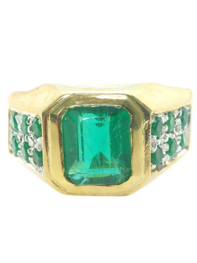 Sans prix de réserve - Bague - 9 carats Argent, Or jaune Émeraude - Émeraude #1.0