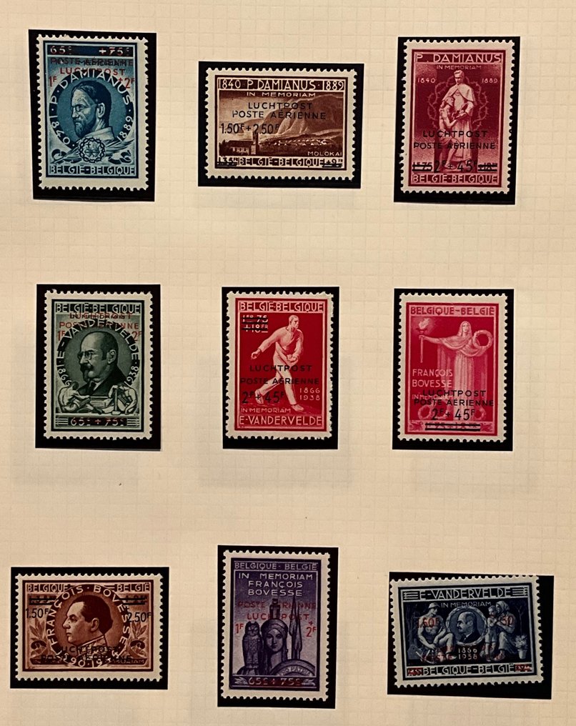 Belgien - Samling Bilag Post: Luftpost- og Jernbanemærker #2.1