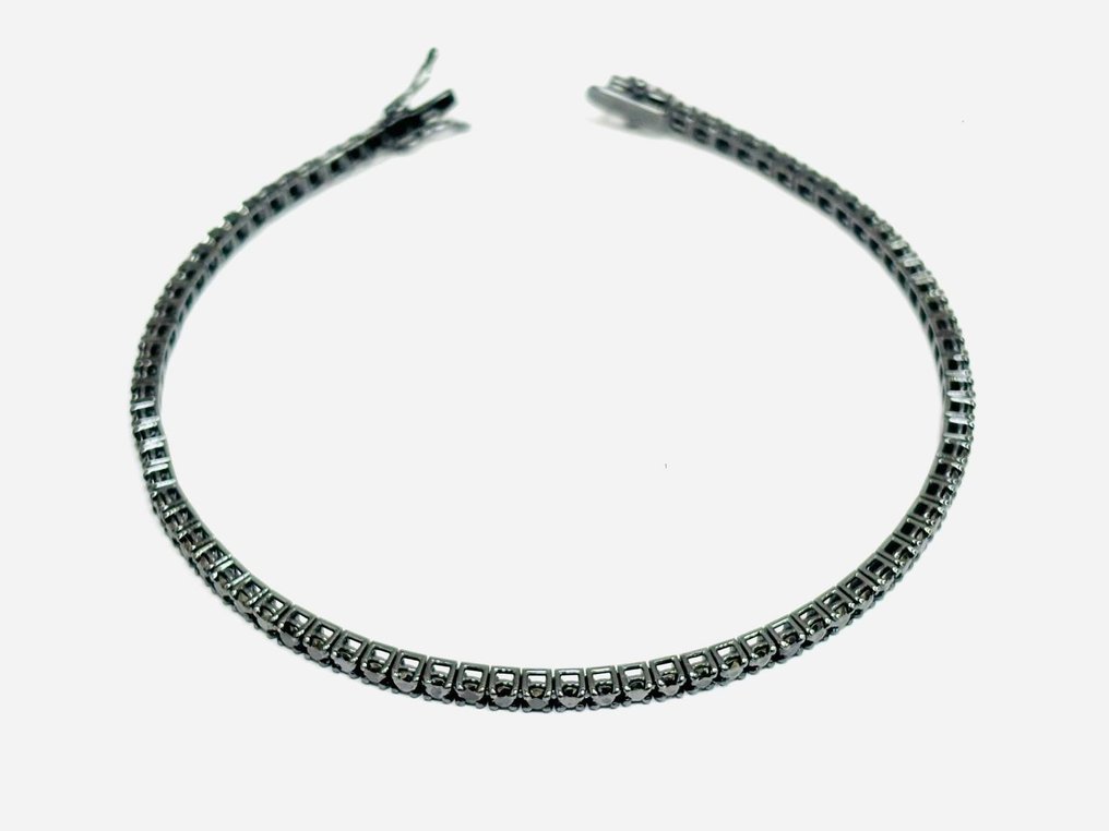 網球手鍊 - 18 克拉 白金 -  6.80ct. tw. 鉆石 (經顏色處理)  - 意大利制造 #4.3