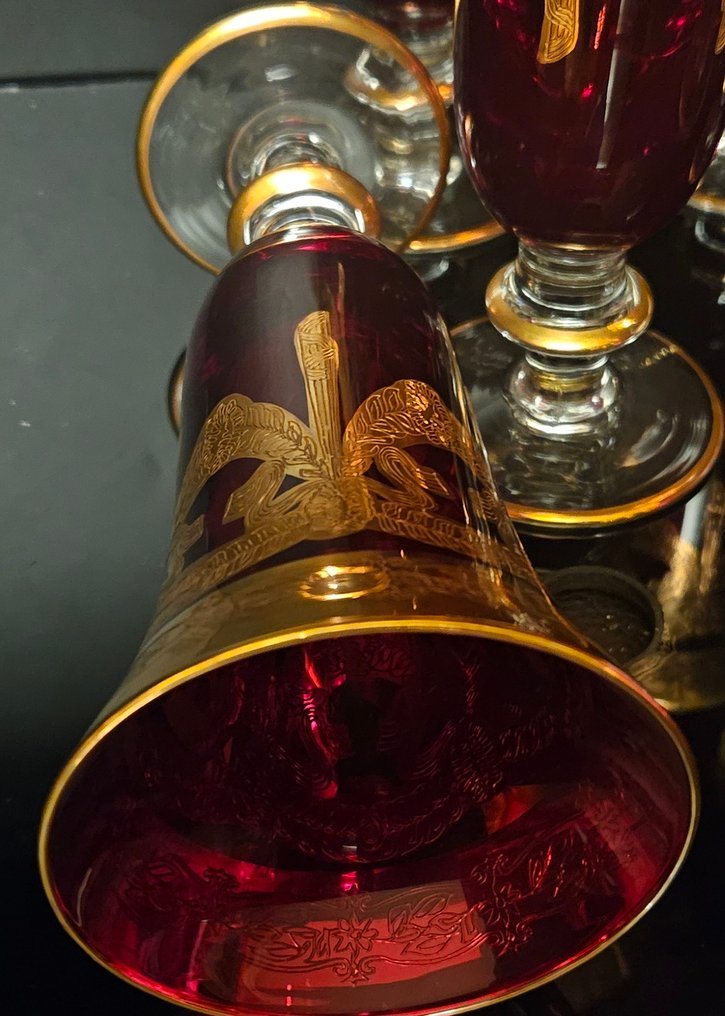 LUXURY CHOICES - Servizio di bicchieri (6) - giants red JEWELS in gold - Cristallo, Oro #2.1