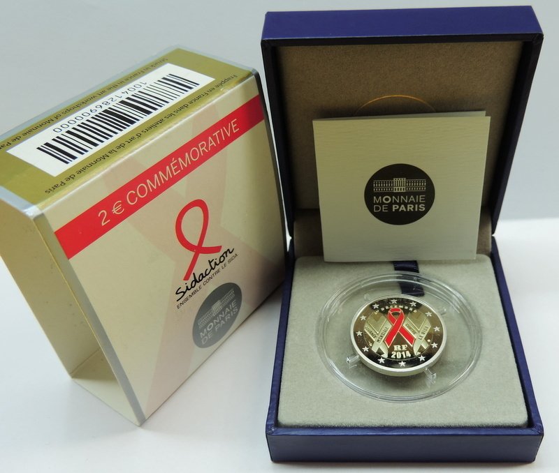 Francia. 2 Euro 2014 "Sidaction" Proof (Sin precio de reserva) #1.0