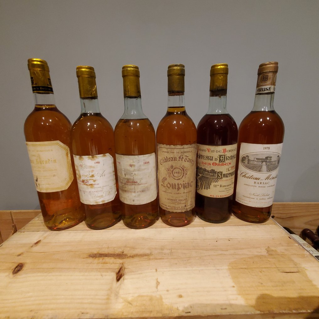1998 Chateau Huradin, 1986 x2 Chateau Bel Air, 1981 Chateau le Tarey, 1979 Chateau Armajan, 1978 Menote - Loupiac, Sauternes, Barsac, Céron - 6 Pullot (0.7 L) #1.0