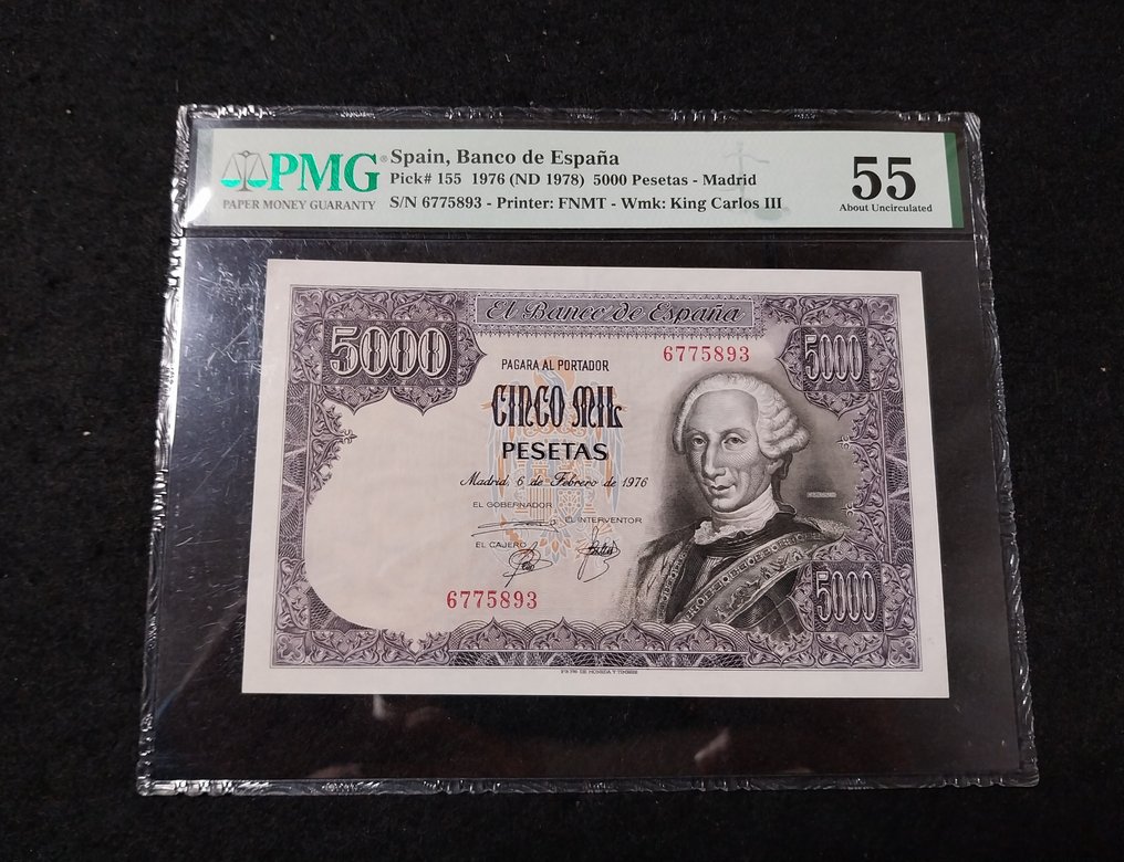 Spain. - 5000 Pesetas - 1976 (ND 1978) - Pick 155  (No reserve price) #1.0