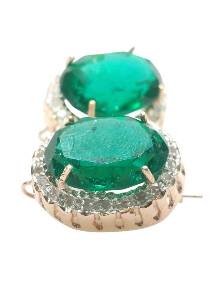 Senza prezzo di riserva - Orecchini - 9 kt Argento, Oro rosa Smeraldo - Diamante #4.3