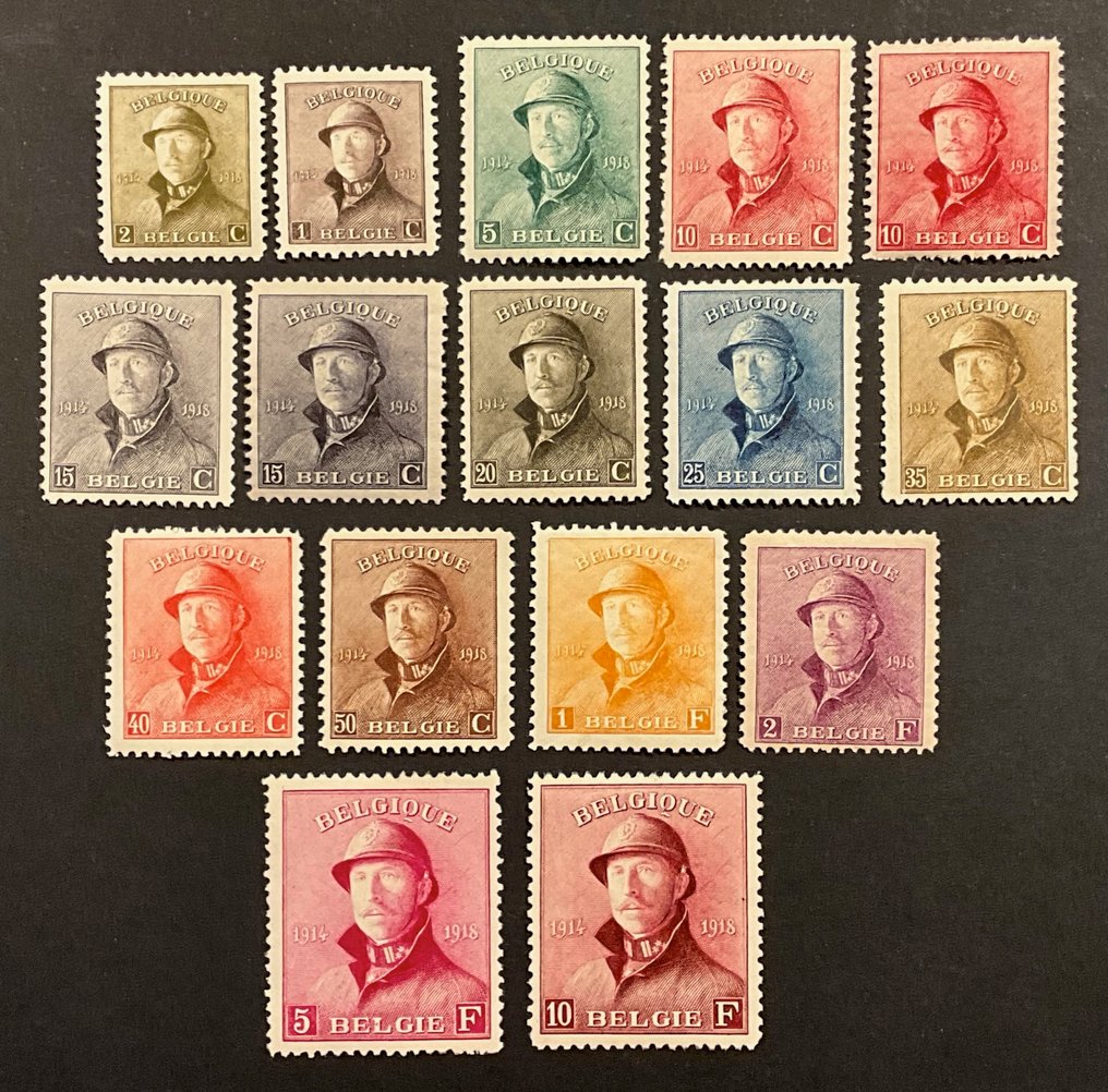 比利时 1919 - Albert I - OBP/COB 165/178 + 168A/169A #2.1