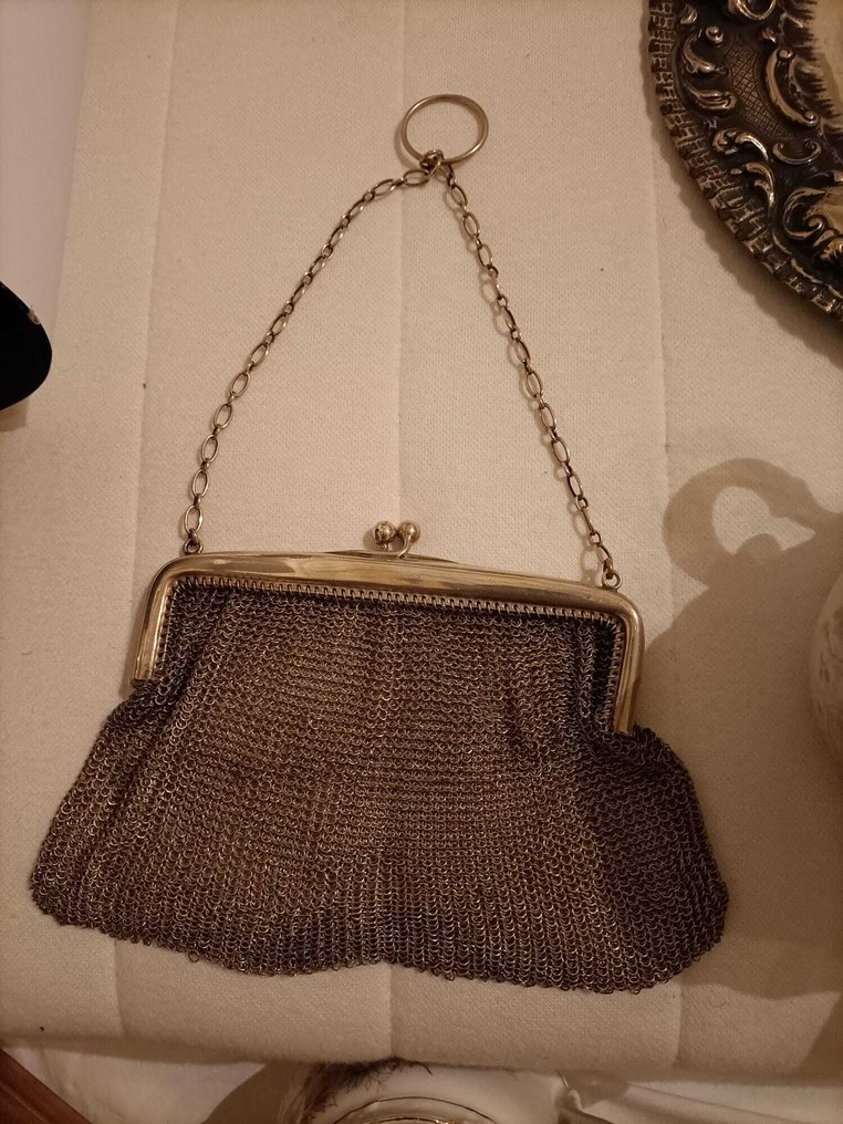 Sieradendoos - .800 zilver - Tasje in breiwerk van arg #1.0