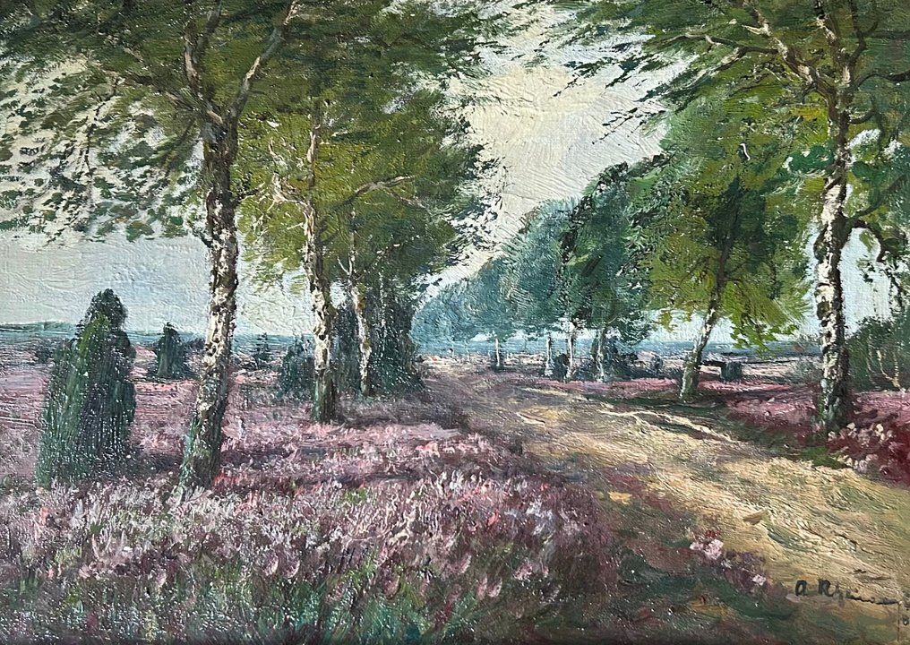 German school (XX) - Heidelandschaft mit Birken #1.0