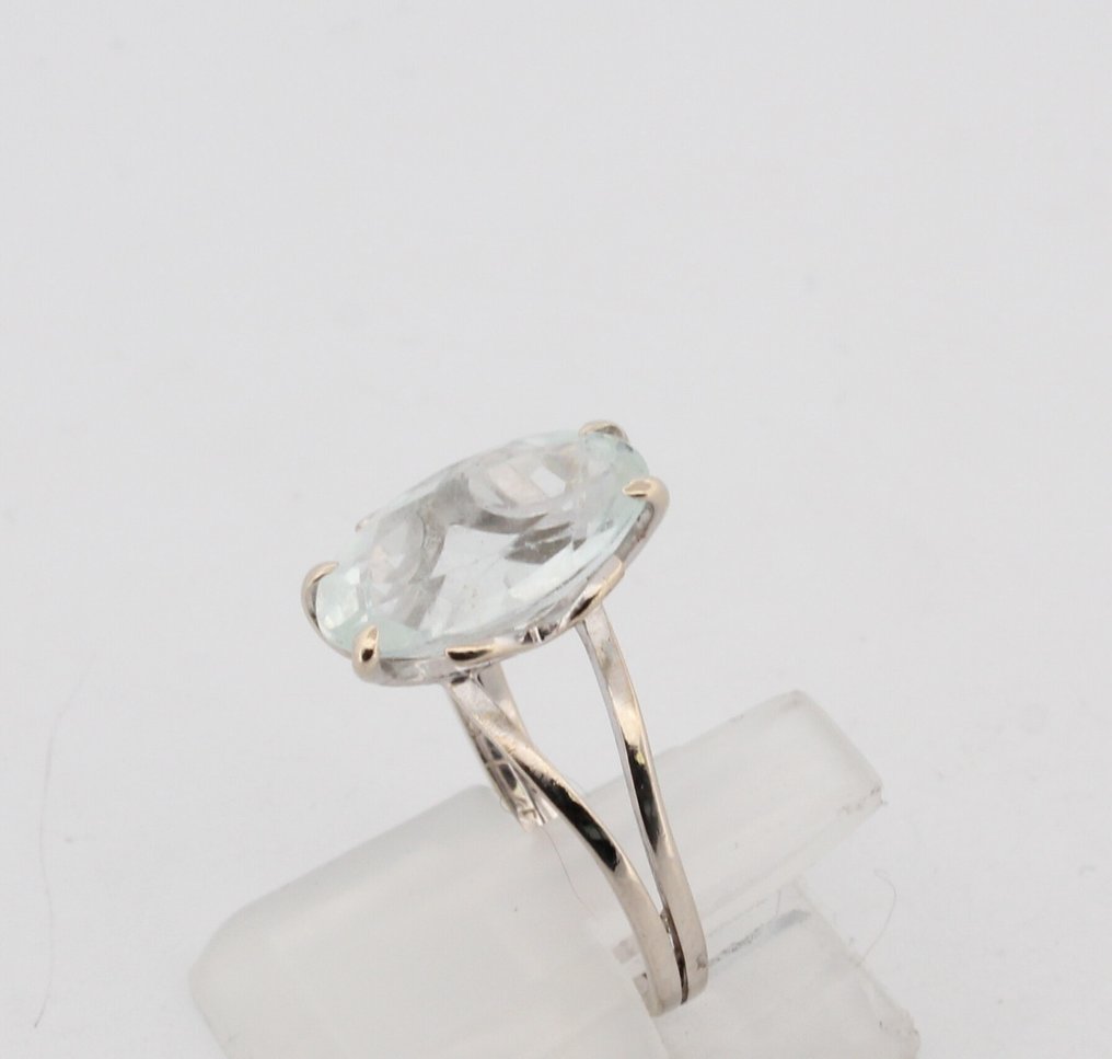 Utan reservationspris - Ring - 18 kt Vittguld Akvamarin #4.3