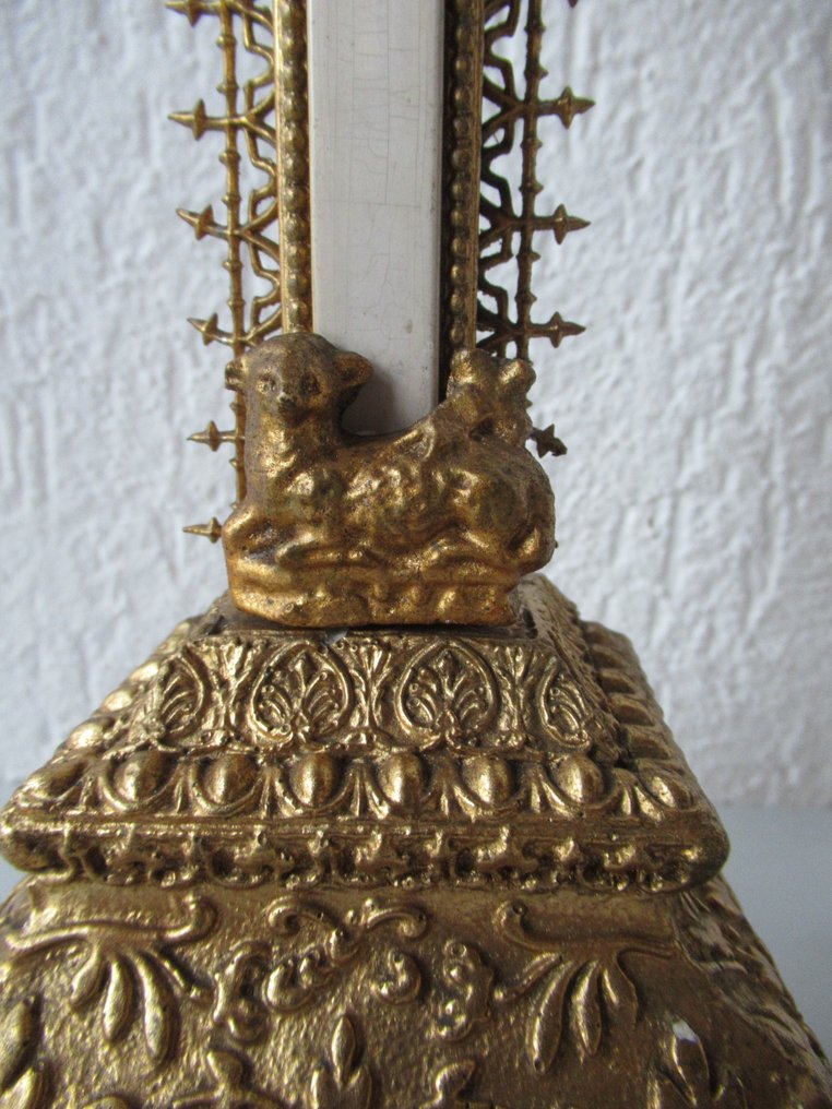  Σταυρός - ξύλο - γύψος - μέταλλο επιχρυσωμένο - 1900-1910 - 41 εκ  #4.3