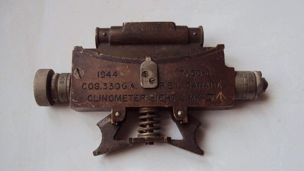 Klinométer - Acél, Bronz - Kanadai tüzérségi klinométer MK4 - 1944. #1.0