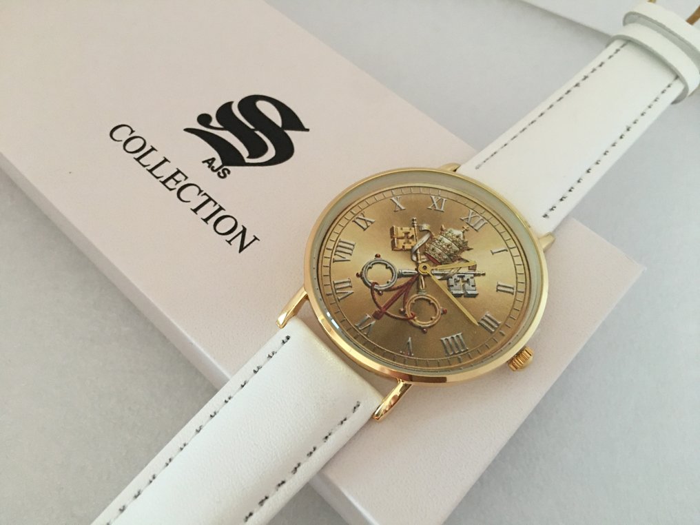 Coat of arms of the Vatican Saint Peter - Collectors Watch Surgical Steel 24 KT Gold Plated - Unisex - 2020 und ff. #2.1